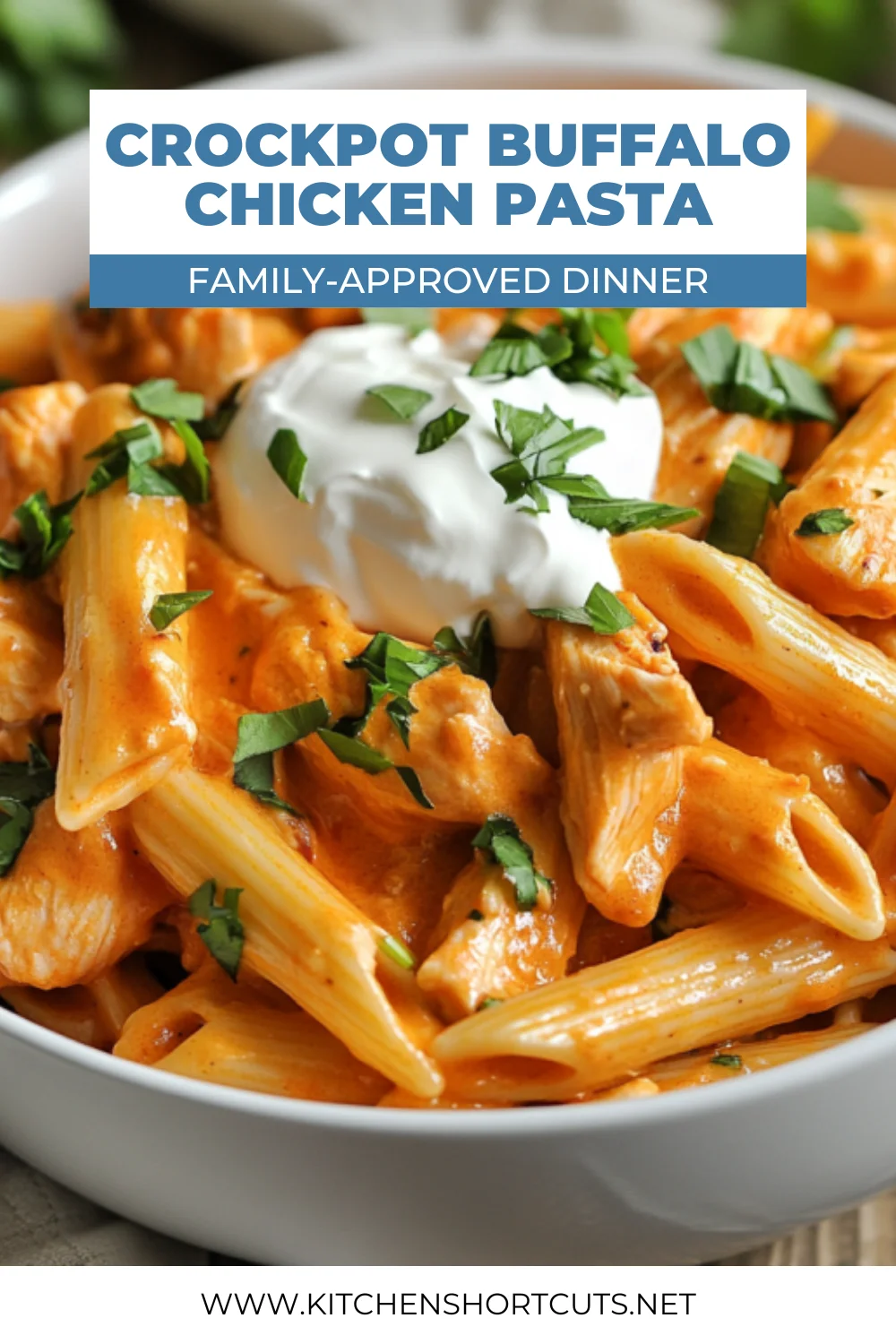 Crockpot Buffalo Chicken Pasta