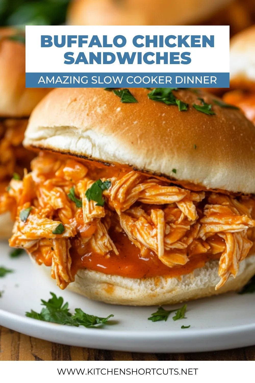 Slow Cooker Buffalo Chicken Sandwiches