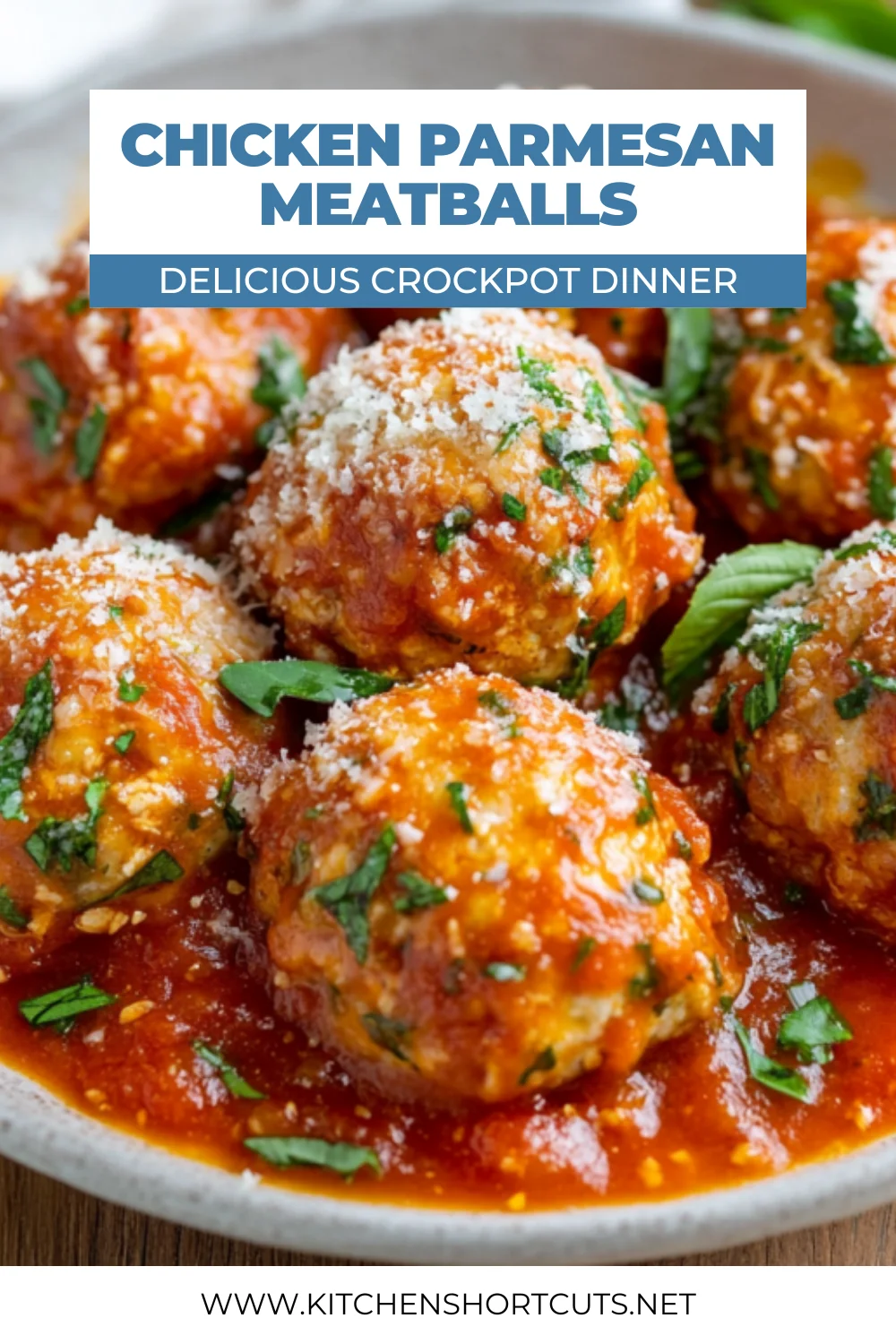 Crockpot Chicken Parmesan Meatballs