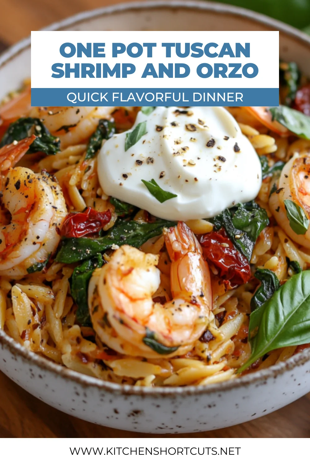 One Pot Tuscan Shrimp and Orzo