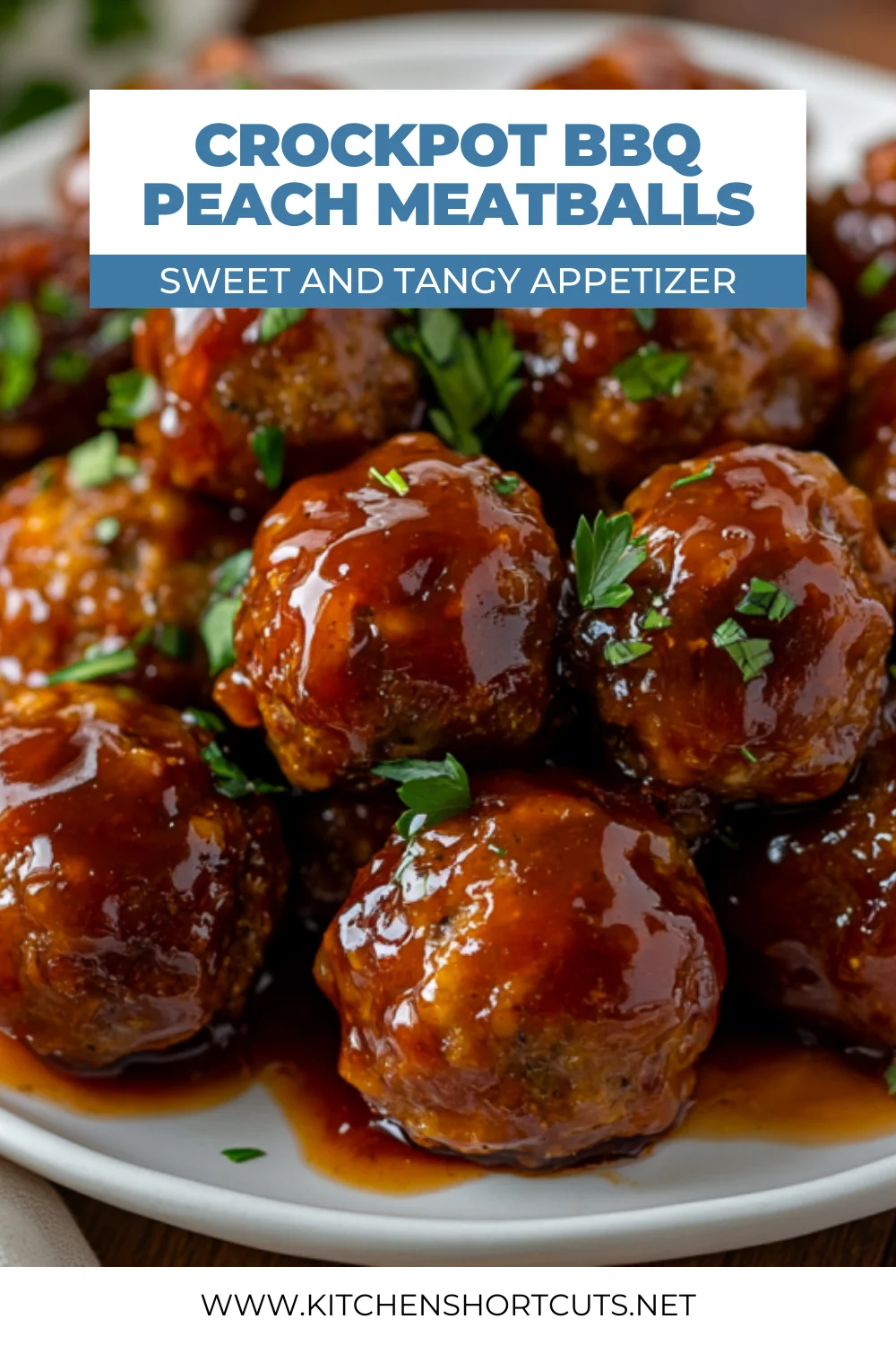 Crockpot BBQ Peach Meatballs 