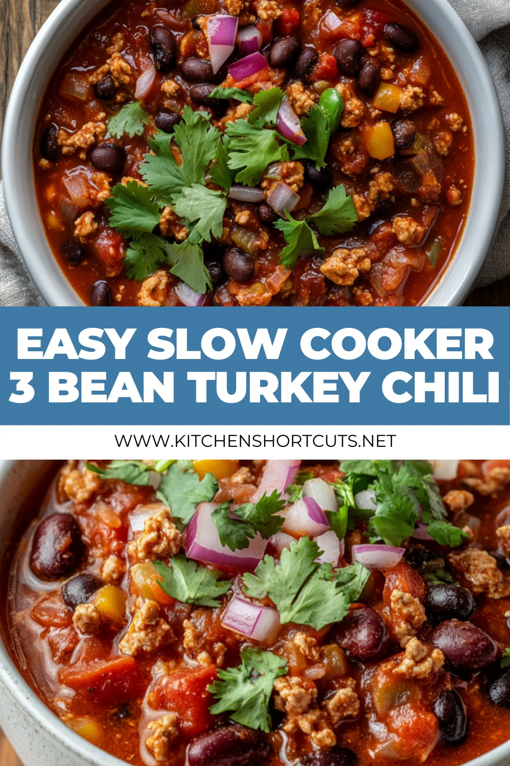 Slow Cooker 3 Bean Turkey Chili Recipe - Easy & Delicious! Slow Cooker 3 Bean Turkey Chili