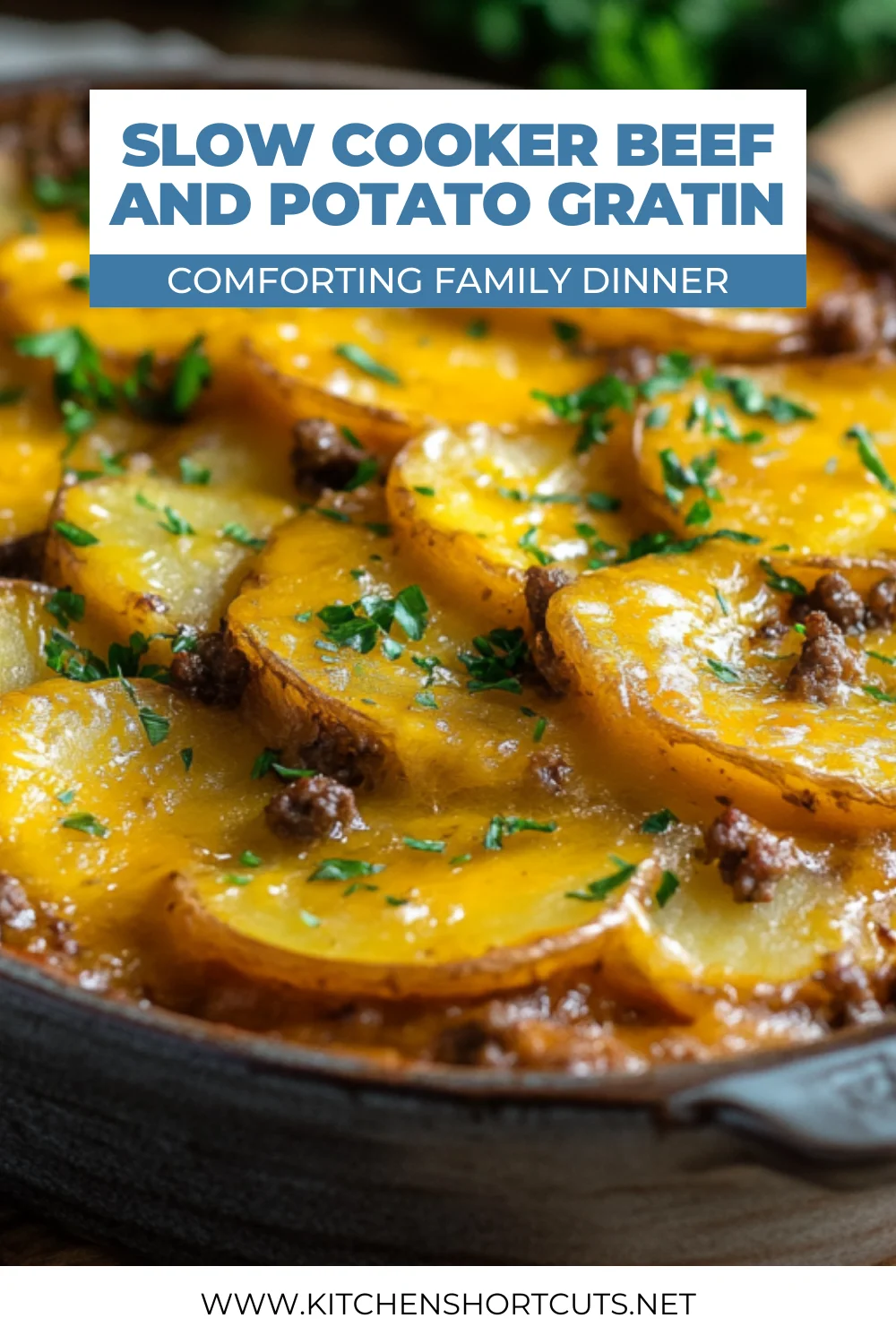 Slow Cooker Beef and Potato Au Gratin