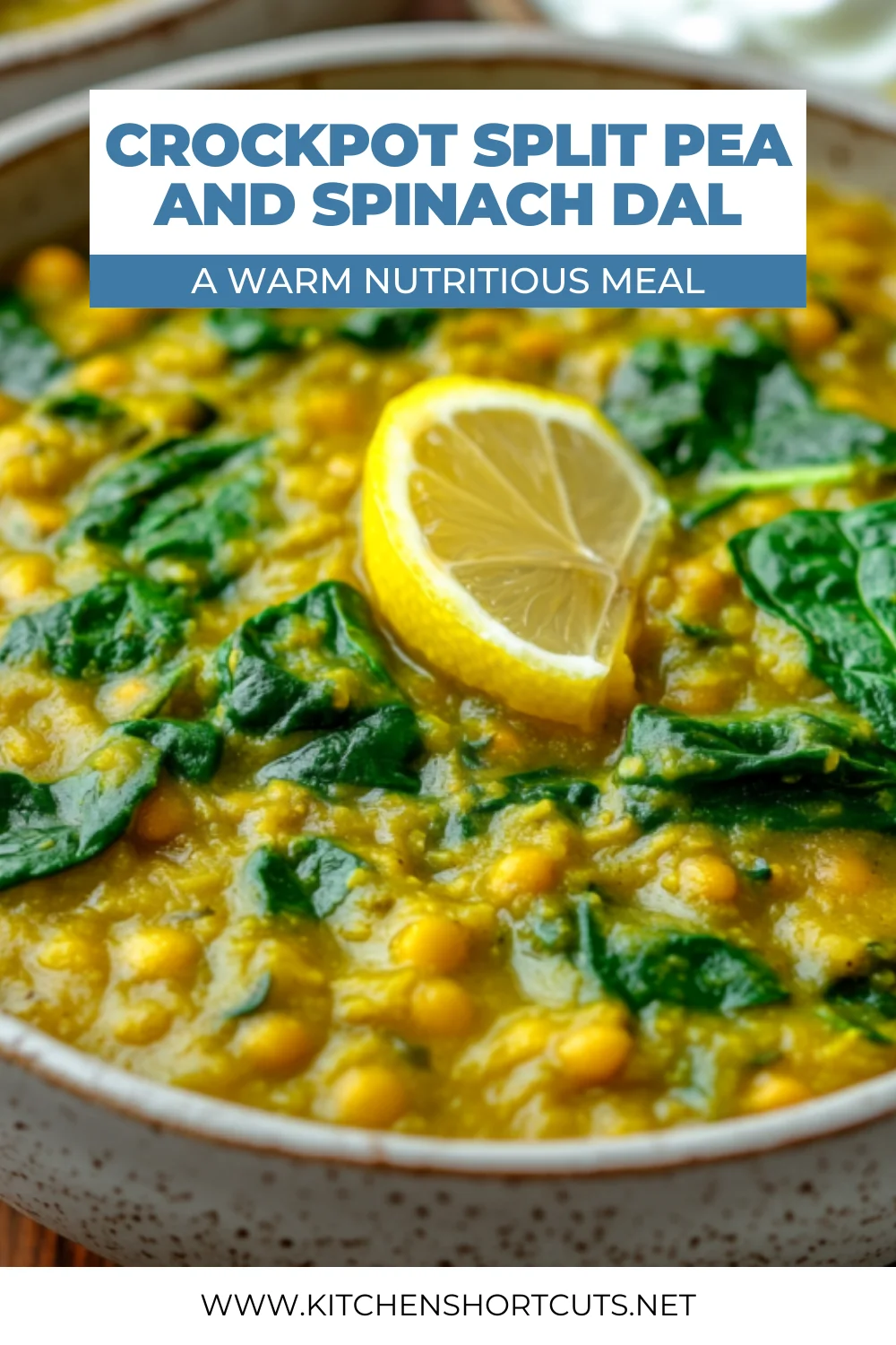 Slow Cooker Split Pea and Spinach Dal