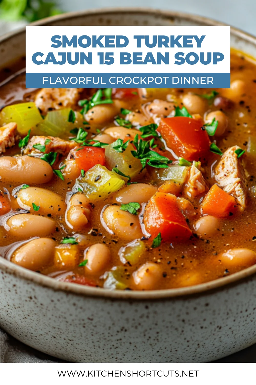 Crockpot Smoked Turkey Cajun 15 Bean Soup